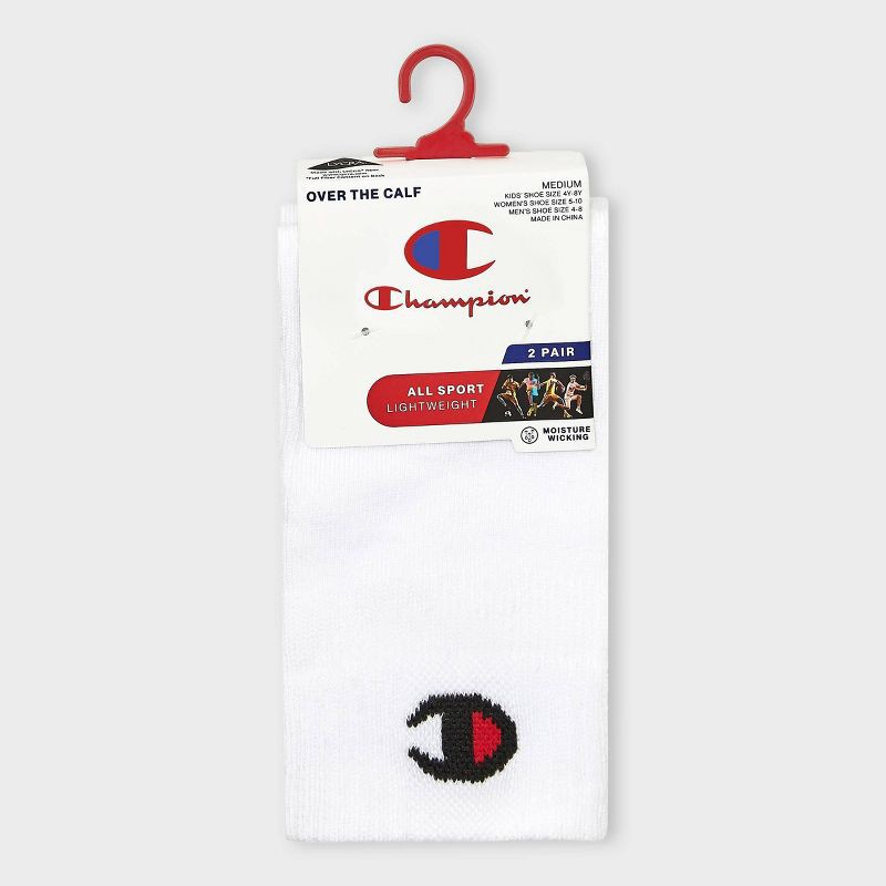 slide 2 of 4, Champion All Sport Performance Over the Calf Socks 2pk - White S, 2 ct