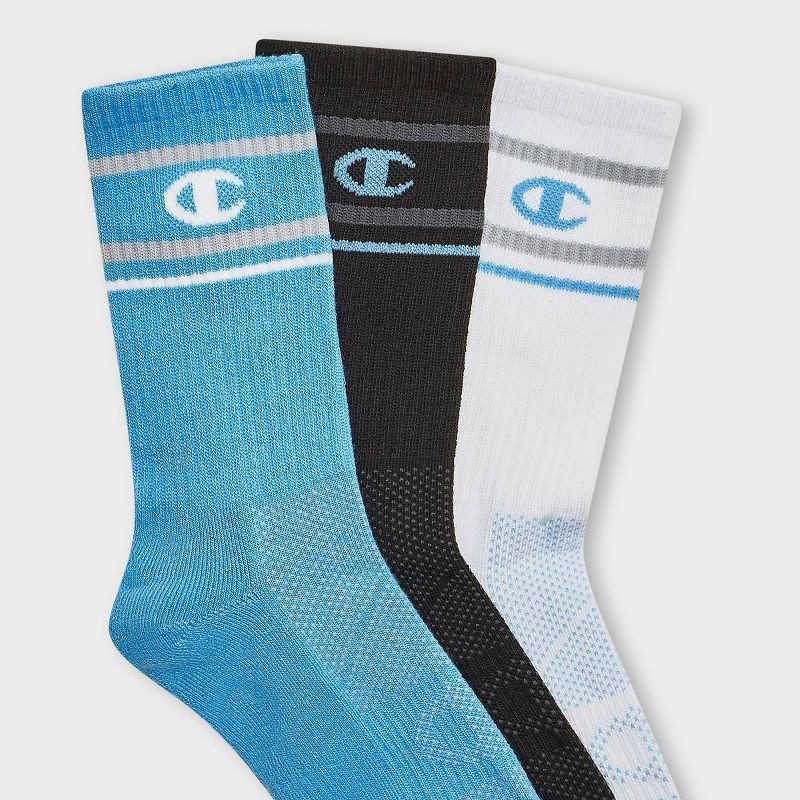 slide 2 of 4, Champion All Sport Performance Crew Socks 3pk - Blue Assorted S, 3 ct