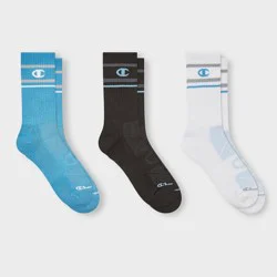 Champion All Sport Performance Crew Socks 3pk - Blue Assorted L