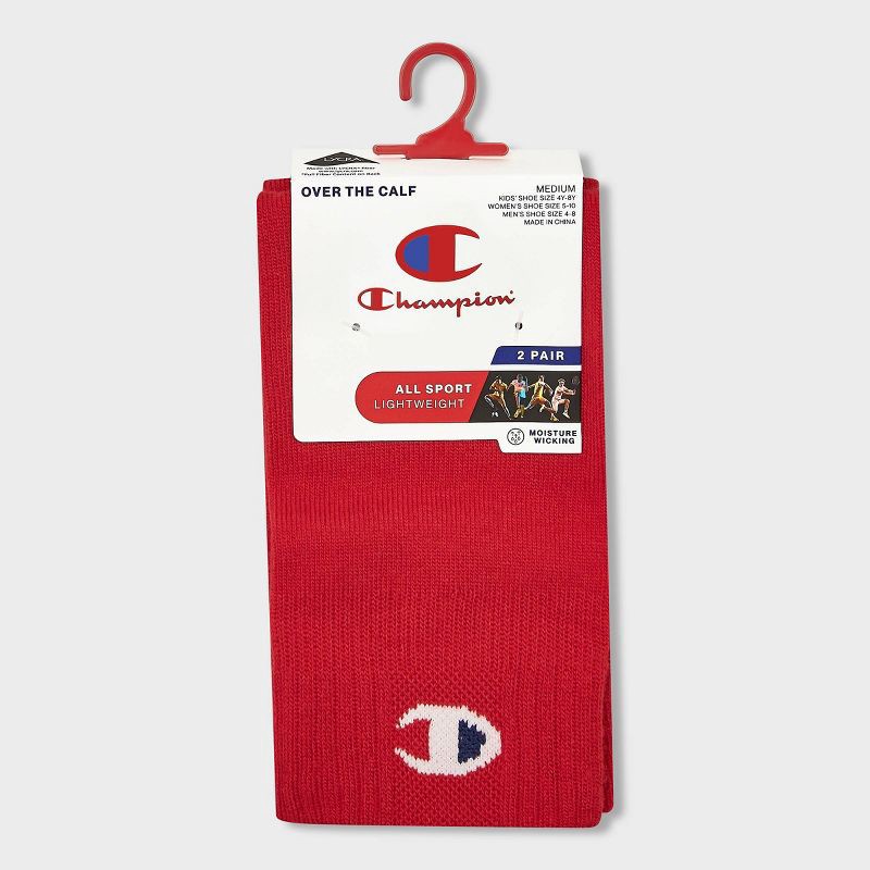 slide 2 of 4, Champion All Sport Performance Over the Calf Socks 2pk - Red M, 2 ct