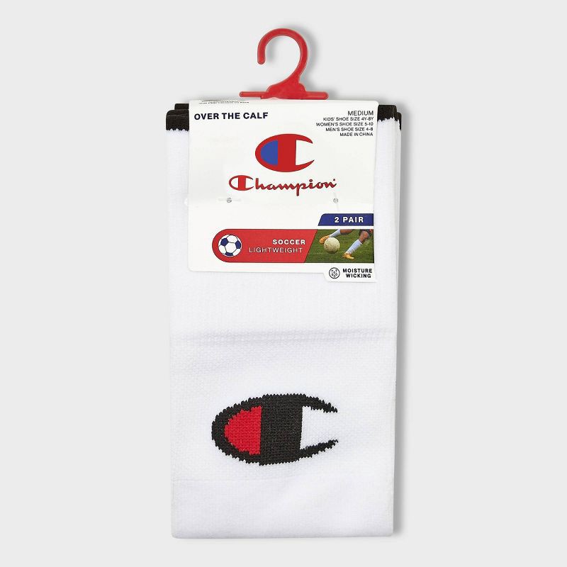 slide 2 of 4, Champion Performance Soccer Socks 2pk - White M, 2 ct