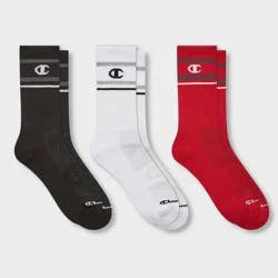 Champion All Sport Performance Crew Socks 3pk - Black/White/Red S