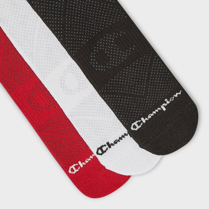 slide 3 of 4, Champion All Sport Performance Crew Socks 3pk - Black/White/Red L, 3 ct