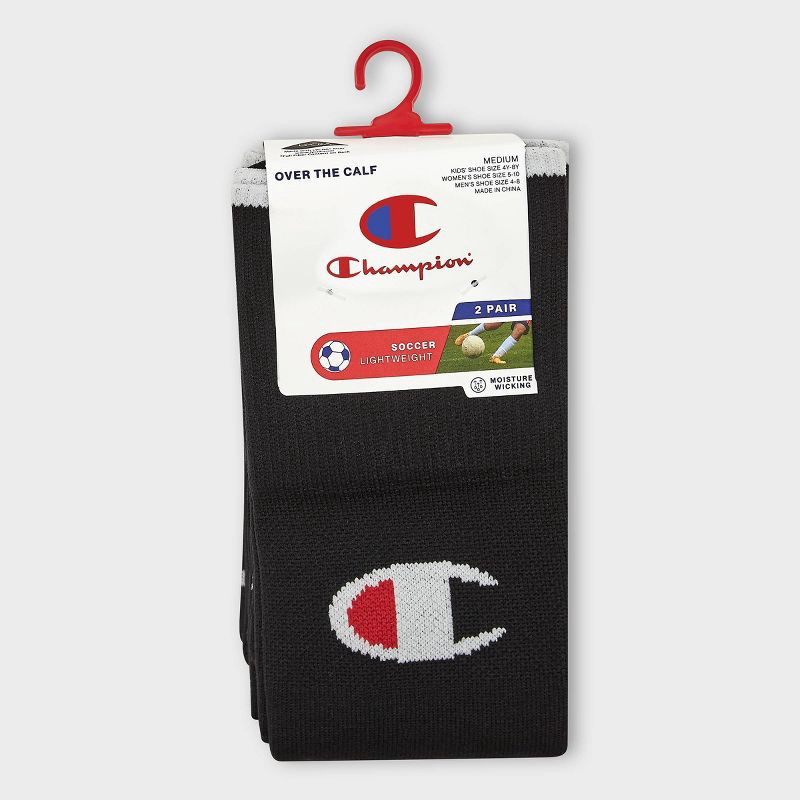 slide 2 of 4, Champion Performance Soccer Socks 2pk - Black M, 2 ct