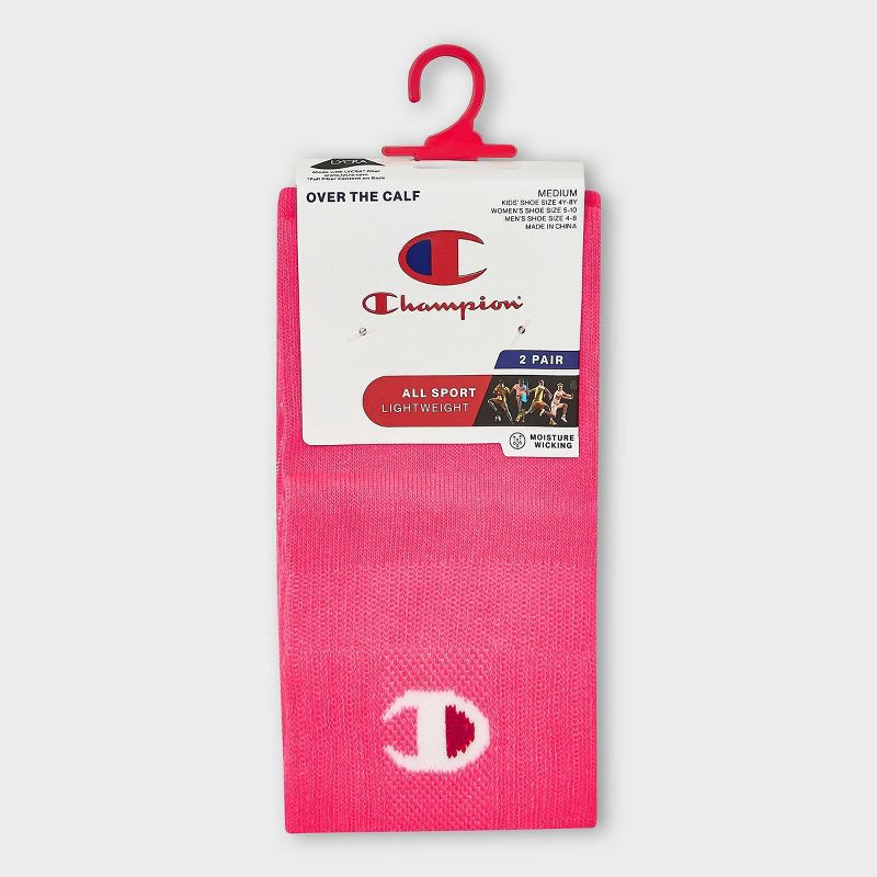 slide 2 of 4, Champion All Sport Performance Over the Calf Socks 2pk - Pink S, 2 ct