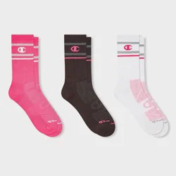Champion All Sport Performance Crew Socks 3pk - Pink Assorted M