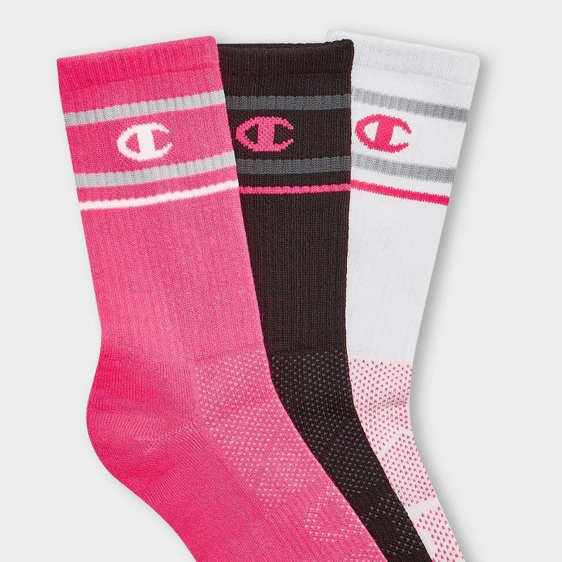 slide 2 of 4, Champion All Sport Performance Crew Socks 3pk - Pink Assorted L, 3 ct