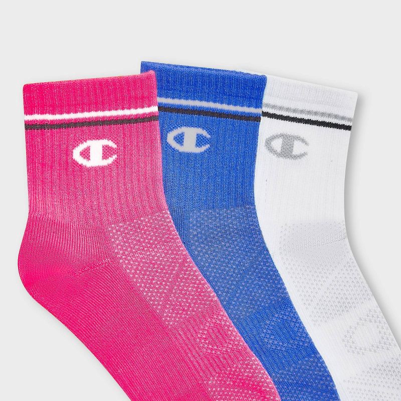 slide 2 of 4, Champion All Sport Performance Mid Crew Socks 3pk - Blue/Pink/White M, 3 ct