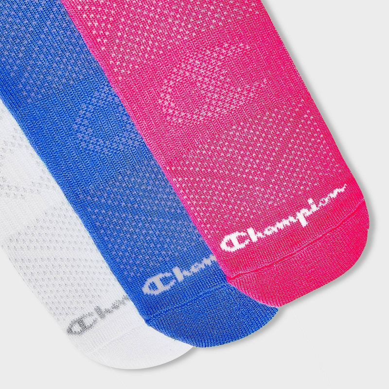 slide 3 of 4, Champion All Sport Performance Mid Crew Socks 3pk - Blue/Pink/White M, 3 ct
