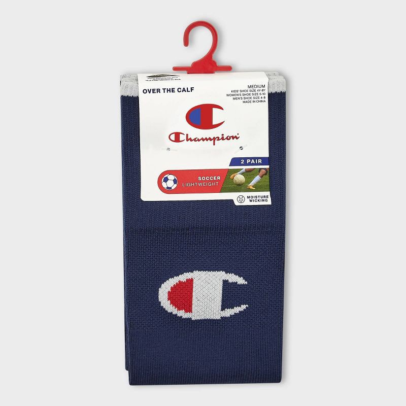 slide 2 of 4, Champion Performance Soccer Socks 2pk - Navy S, 2 ct