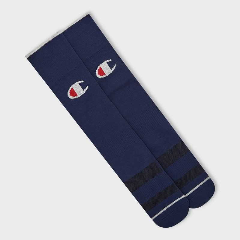 slide 3 of 4, Champion Performance Soccer Socks 2pk - Navy S, 2 ct