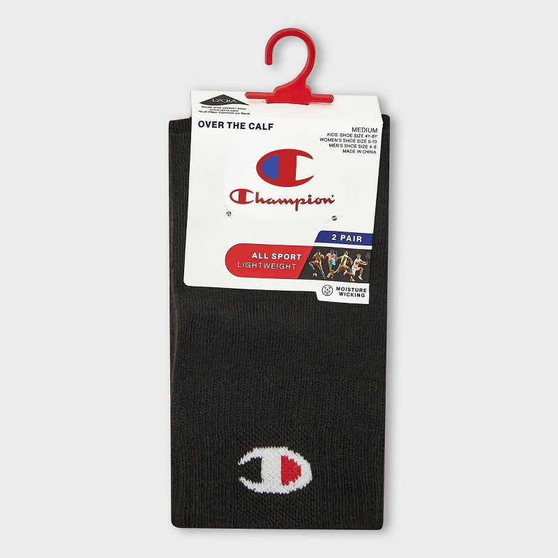 slide 2 of 4, Champion All Sport Performance Over the Calf Socks 2pk - Black S, 2 ct