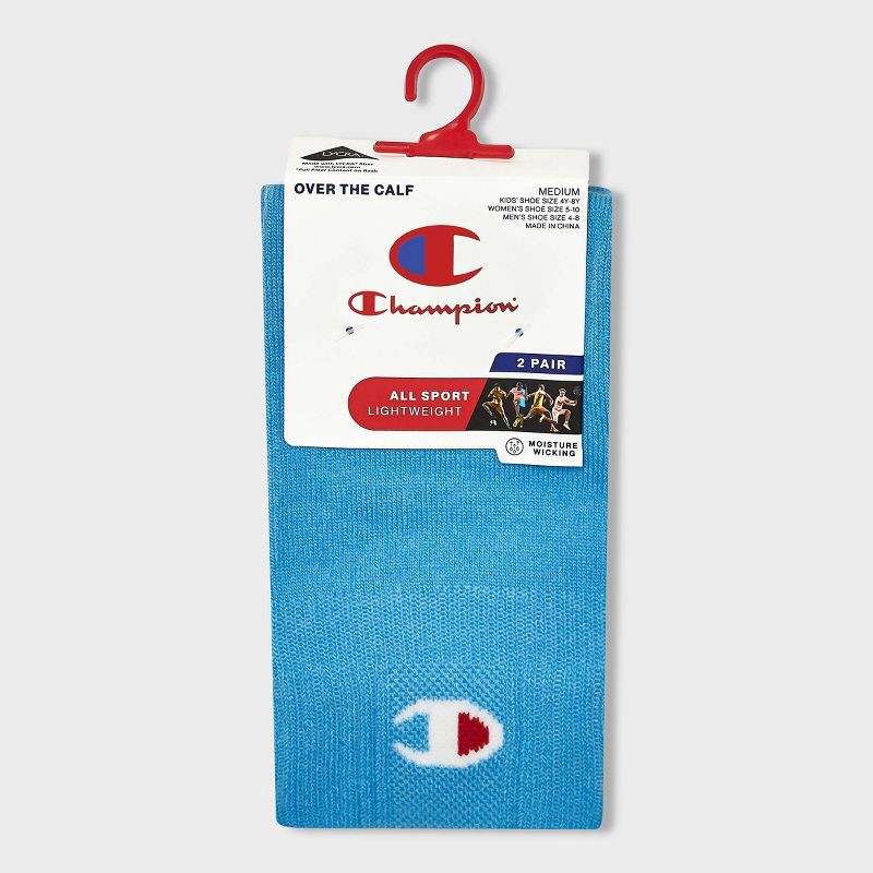 slide 2 of 4, Champion All Sport Performance Over the Calf Socks 2pk - Blue S, 2 ct