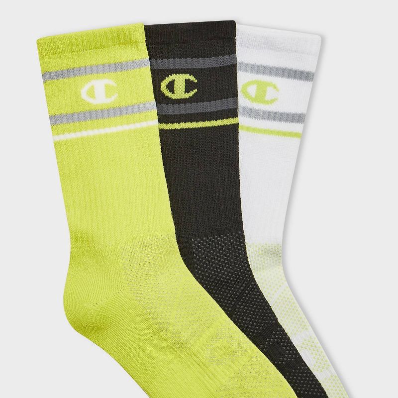 slide 2 of 4, Champion All Sport Performance Crew Socks 3pk - Green Assorted L, 3 ct