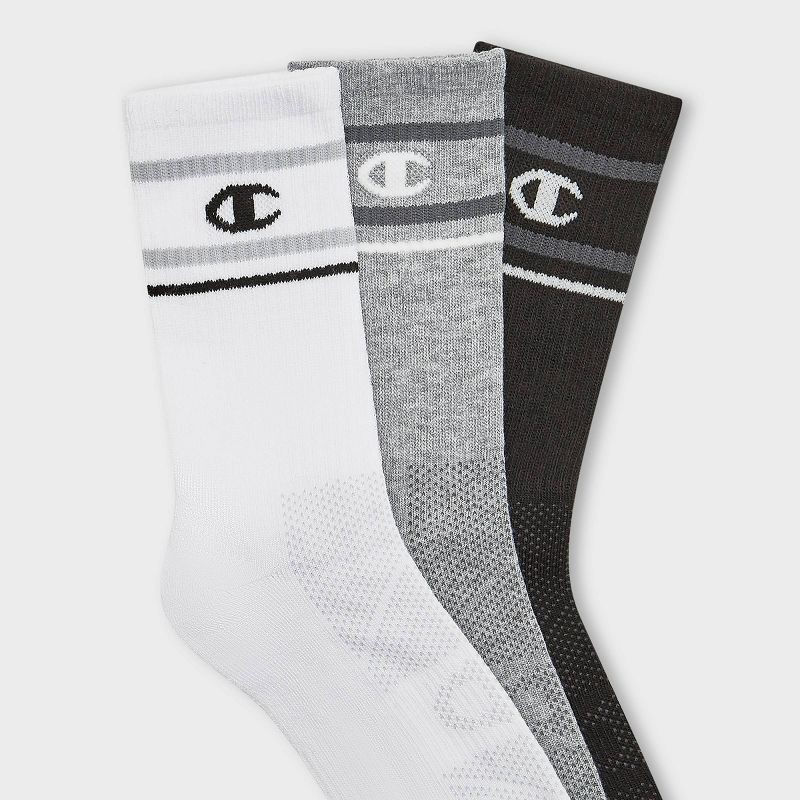 slide 2 of 4, Champion All Sport Performance Crew Socks 3pk - Black/Gray/White S, 3 ct