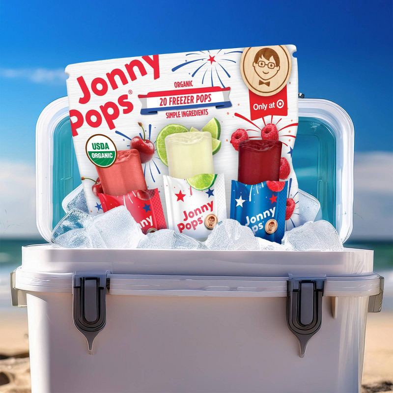 slide 3 of 3, JonnyPops Organic Freezer Red White Blue Pops - 20ct/27 fl oz, 20 ct, 27 fl oz