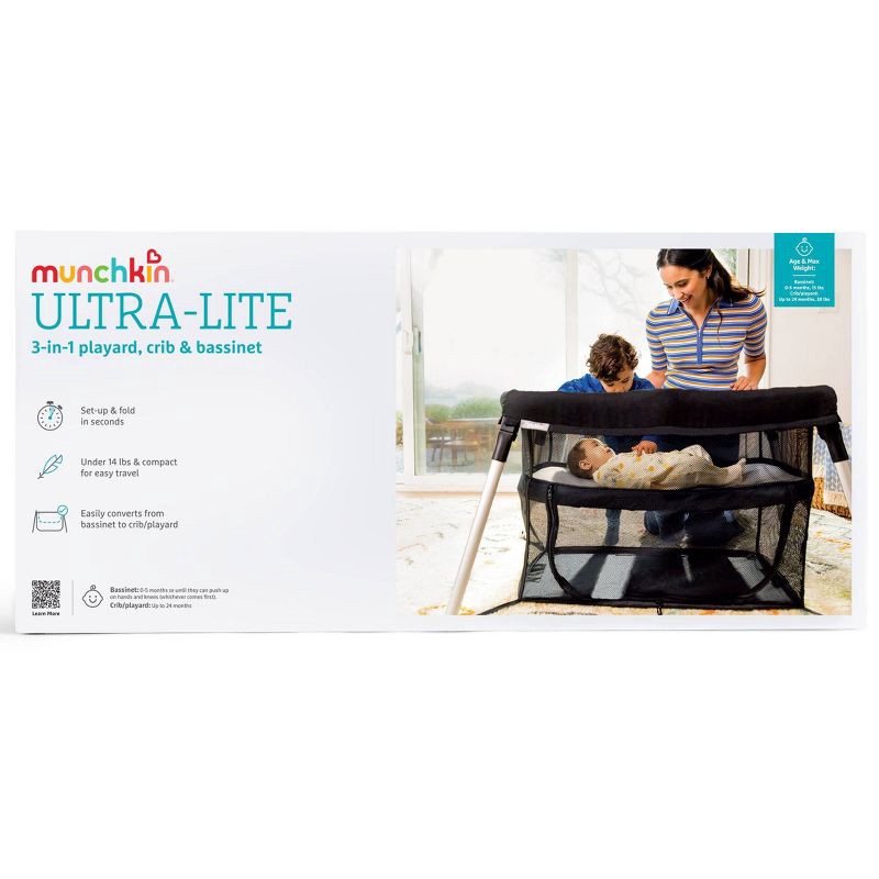 slide 9 of 10, Munchkin Ultra-Lite 3-in-1 Playard, Crib and Bassinet - Black, 1 ct