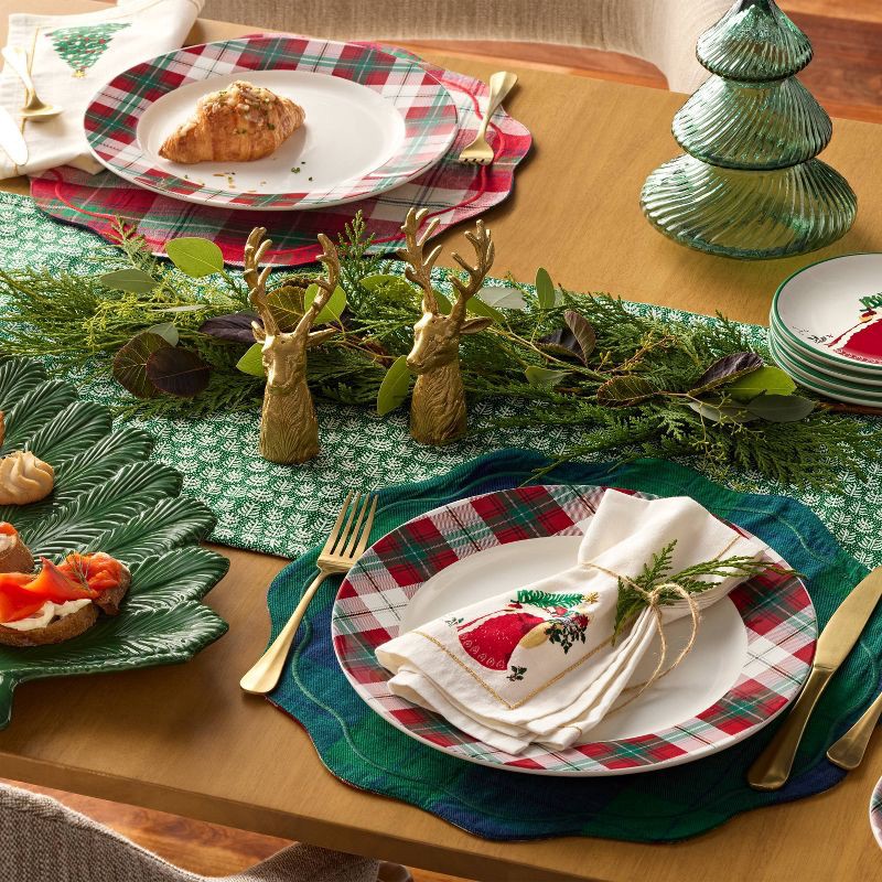 slide 2 of 5, 2pk Reversible Plaid with Top Stitch Charger -Threshold™, 2 ct