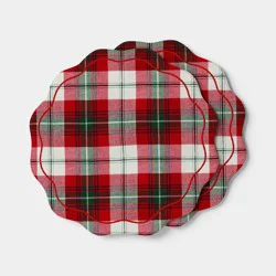 2pk Reversible Plaid with Top Stitch Charger -Threshold™