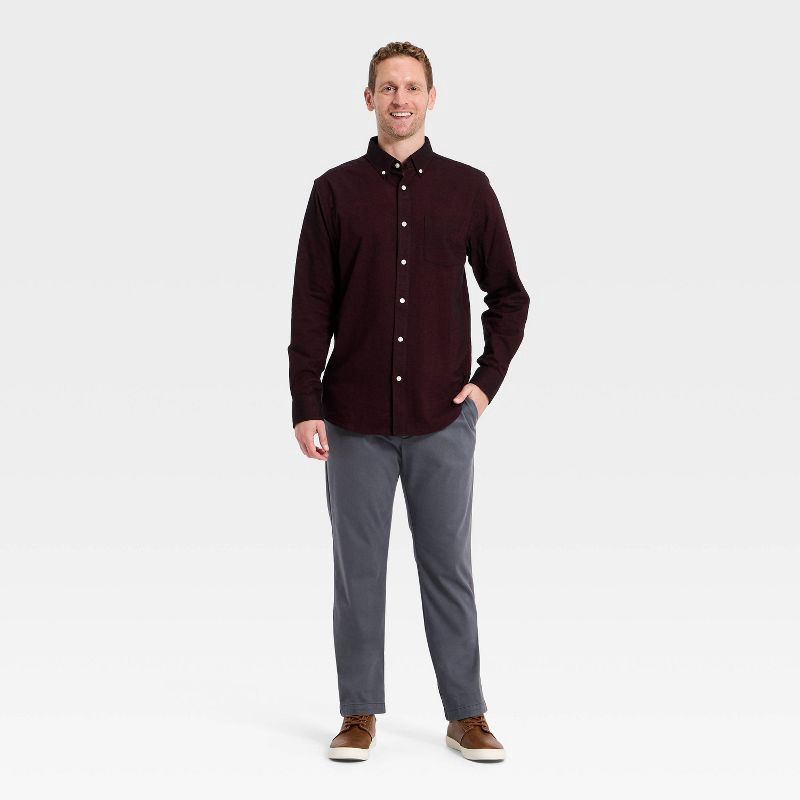 slide 3 of 3, Men's Long Sleeve Oxford Shirt - Goodfellow & Co™ Maroon L, 1 ct
