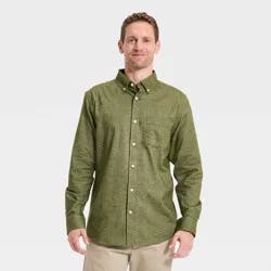 Men's Long Sleeve Oxford Shirt - Goodfellow & Co™ Olive Green L