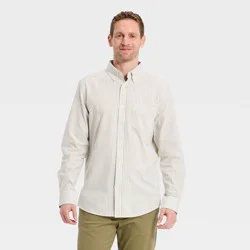 Men's Long Sleeve Oxford Shirt - Goodfellow & Co™ White Stripe XL