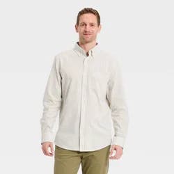 Men's Long Sleeve Oxford Shirt - Goodfellow & Co™ White Stripe XL