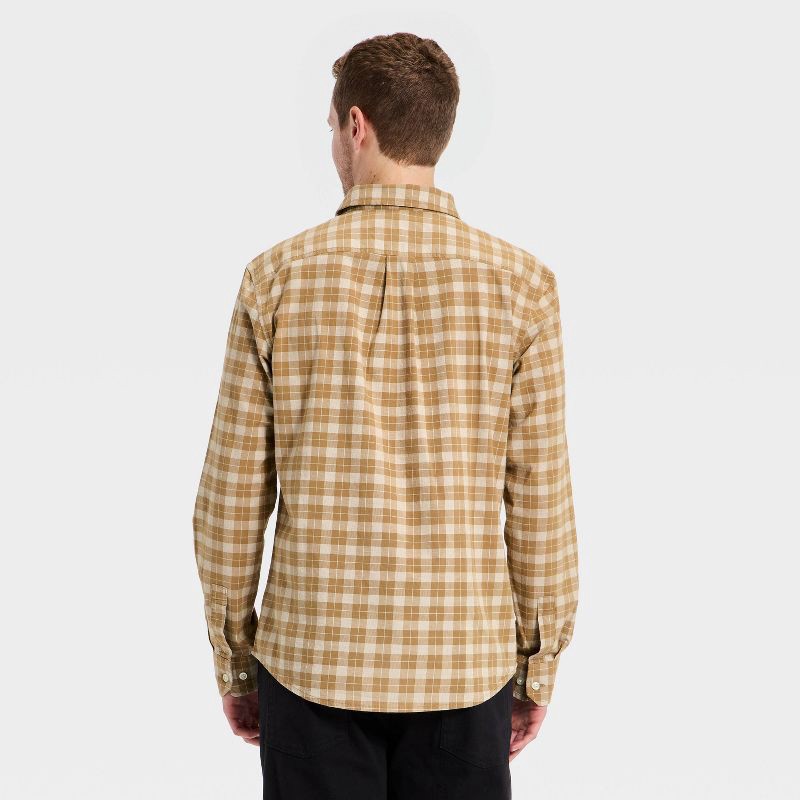 slide 2 of 3, Men's Long Sleeve Poplin Shirt - Goodfellow & Co™ - Brown M, 1 ct