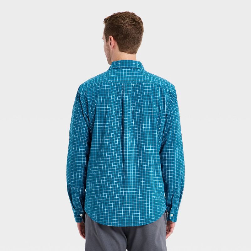 slide 2 of 3, Men's Long Sleeve Poplin Shirt - Goodfellow & Co™ - Dark Teal Blue S, 1 ct