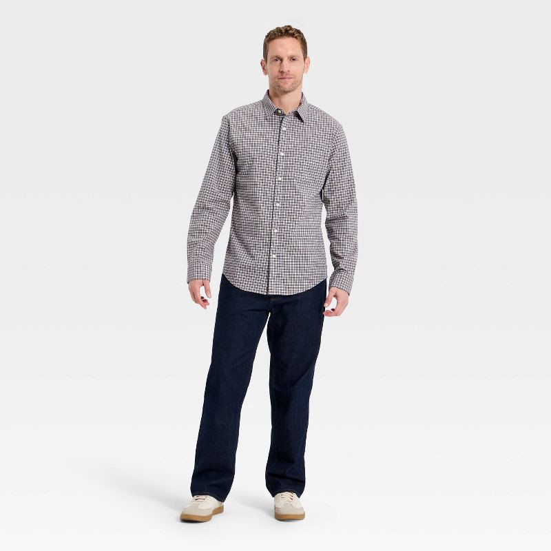 slide 3 of 3, Men's Long Sleeve Poplin Shirt - Goodfellow & Co™ - Gray L, 1 ct