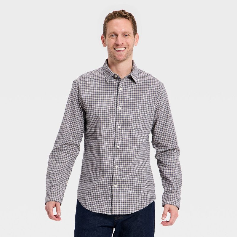 slide 1 of 3, Men's Long Sleeve Poplin Shirt - Goodfellow & Co™ - Gray L, 1 ct