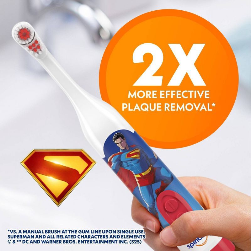 slide 3 of 8, Spinbrush Kids' Superman Electric Toothbrush, 1 ct
