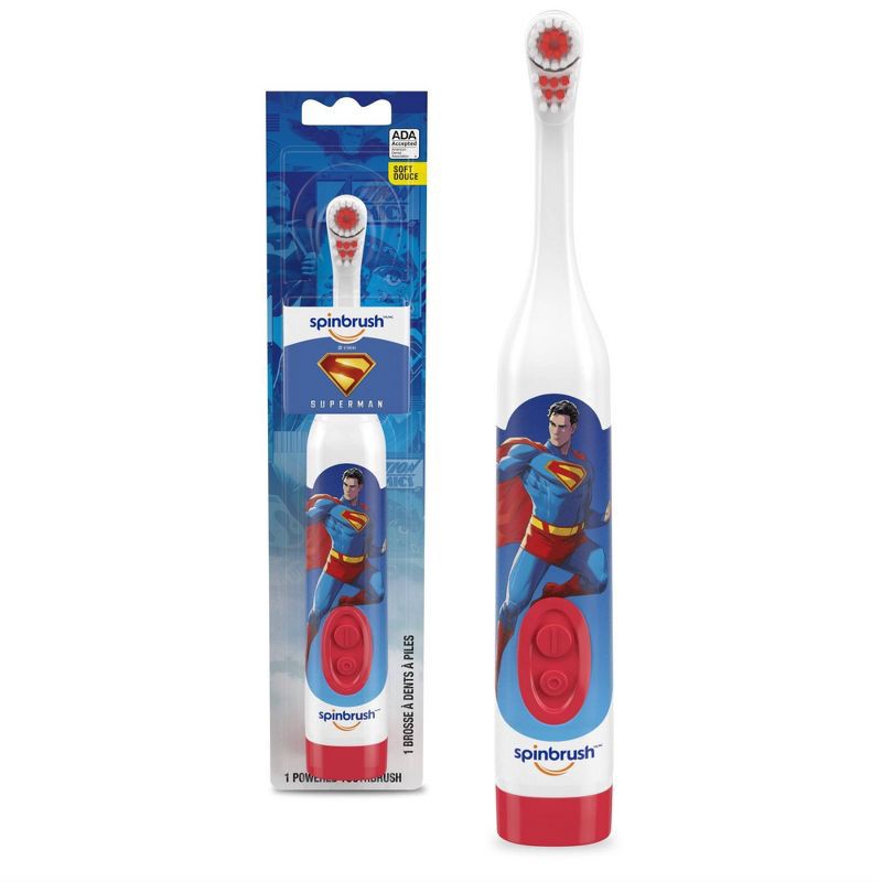slide 1 of 8, Spinbrush Kids' Superman Electric Toothbrush, 1 ct