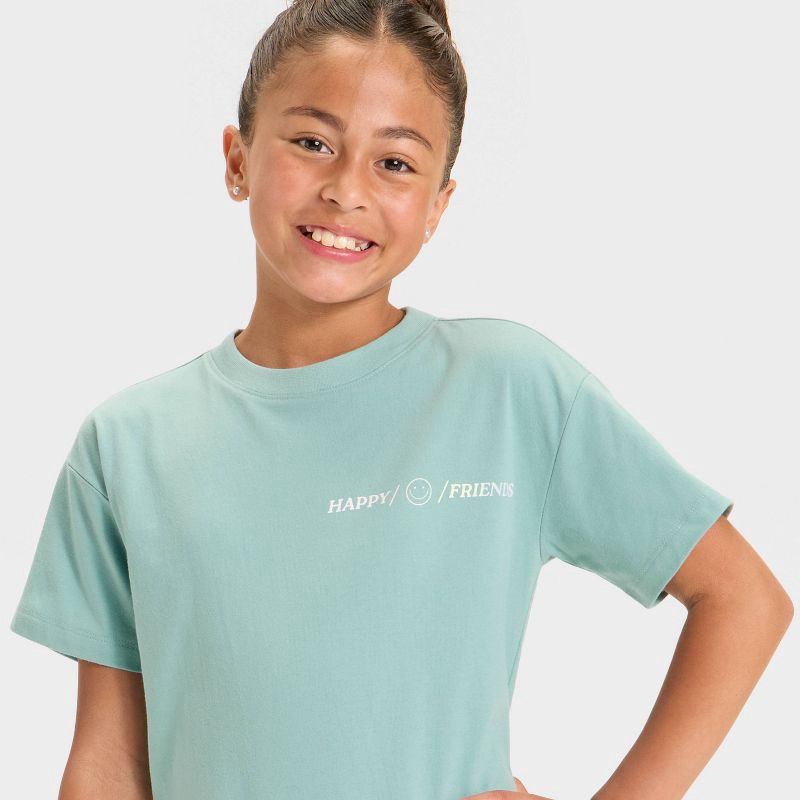 slide 3 of 4, Girls' Short Sleeve Oversized Bubble Tea Graphic T-Shirt - Cat & Jack™ Light Turquoise L, 1 ct