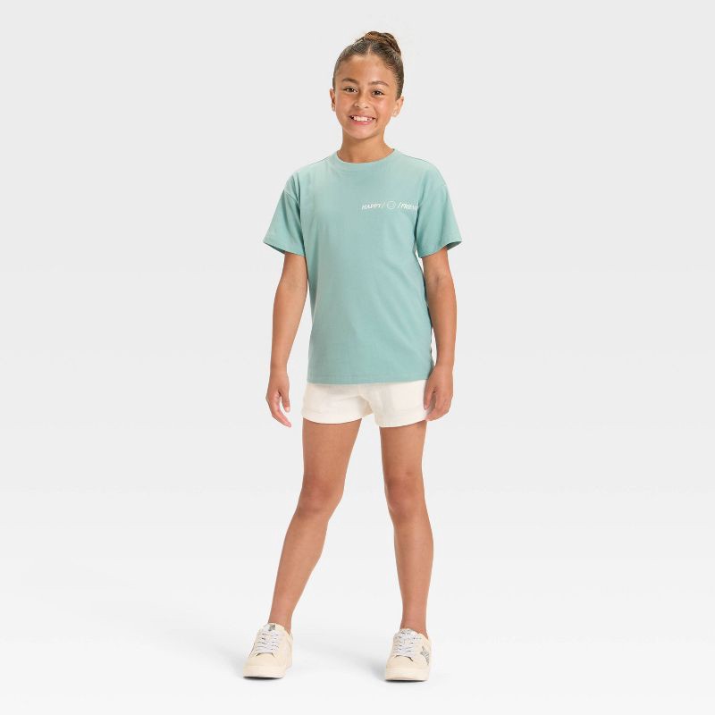 slide 2 of 4, Girls' Short Sleeve Oversized Bubble Tea Graphic T-Shirt - Cat & Jack™ Light Turquoise L, 1 ct