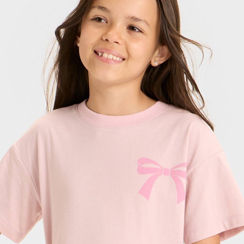 slide 2 of 4, Girls' Short Sleeve Oversized Seoul Graphic T-Shirt - Cat & Jack™ Dusty Pink XS, 1 ct