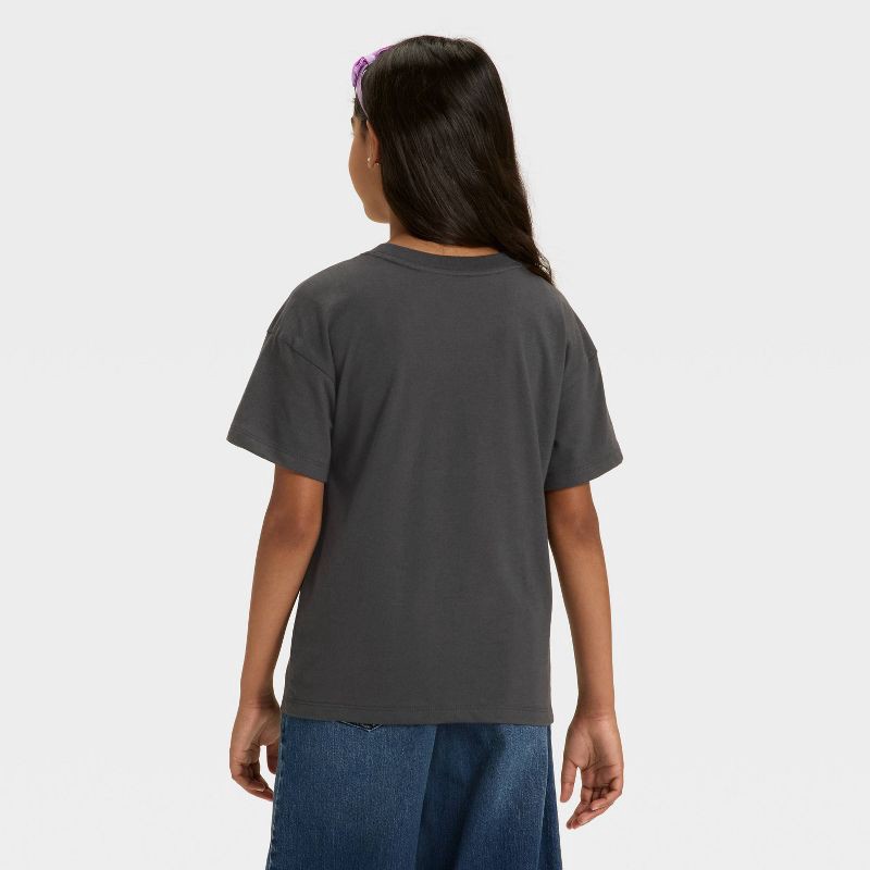 slide 2 of 4, Girls' Short Sleeve Oversized Graphic T-Shirt - Cat & Jack™ Charcoal Gray S, 1 ct