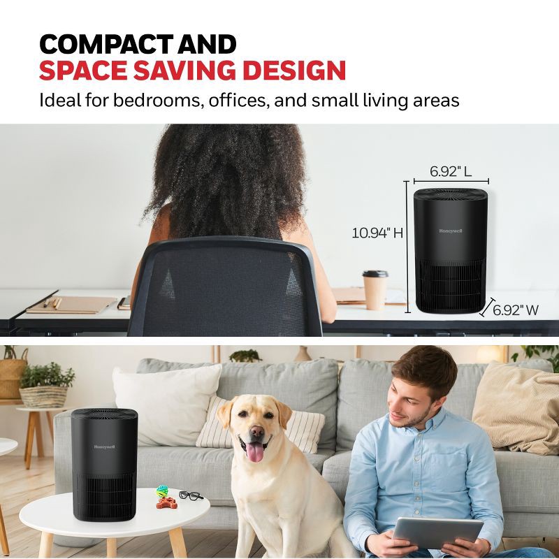 slide 4 of 10, Honeywell Allergen Plus True HEPA Air Purifier Black HPA120, 1 ct