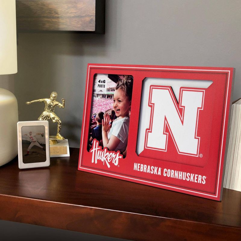 slide 2 of 4, NCAA Nebraska Cornhuskers Logo 4" x 6" Picture Frame: MDF Rectangle Tabletop Display, 1 ct