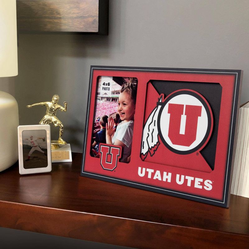 slide 2 of 4, NCAA Utah Utes Logo 4" x 6" Picture Frame: MDF Tabletop Display, Keyhole Mount, 1 ct