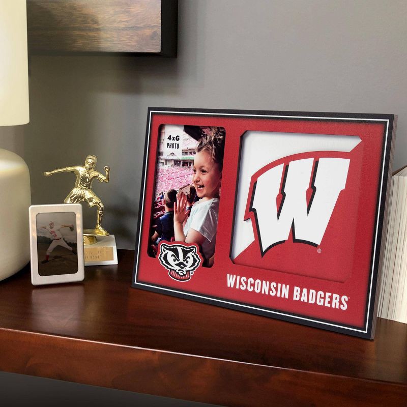 slide 2 of 4, NCAA Wisconsin Badgers Logo 4" x 6" Picture Frame: MDF Rectangle Tabletop Display, 1 ct