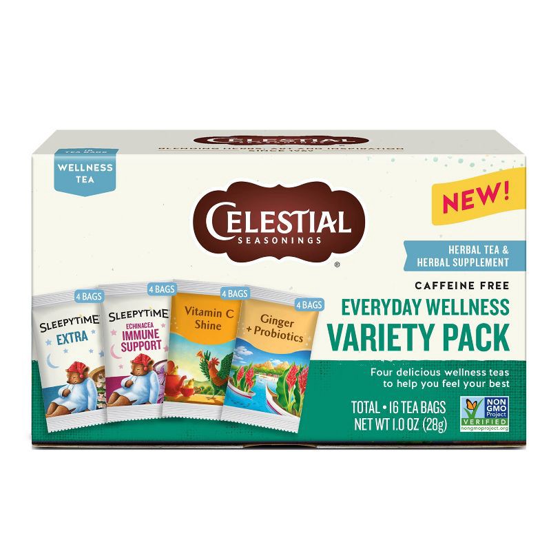 slide 1 of 8, Celestial Seasonings Sleepytime Everyday Wellness Variety Pack Herbal Tea Bags - Caffeine Free - 16ct, 16 ct