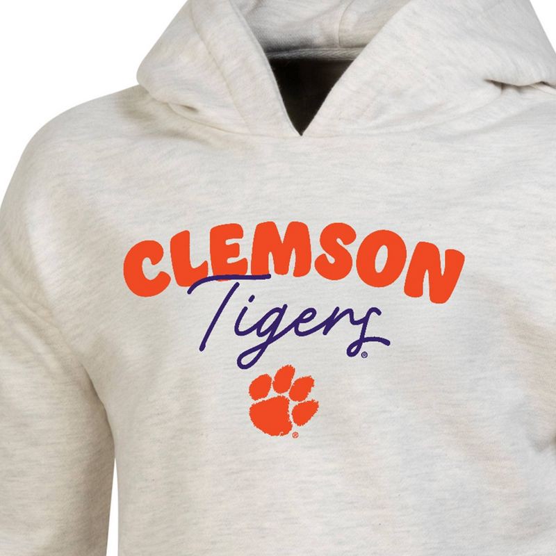 slide 3 of 3, NCAA Clemson Tigers Girls' Hooded Sweatshirt - M: Cotton-Polyester Fleece Pullover, 1 ct