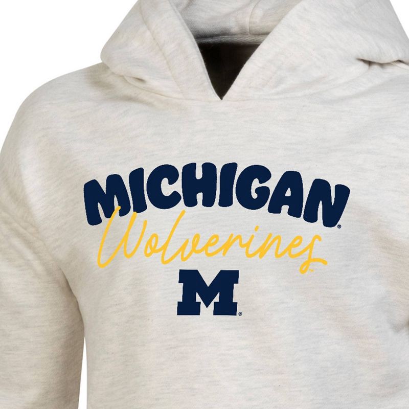slide 3 of 3, NCAA Michigan Wolverines Girls' Hooded Sweatshirt - M: Cotton-Polyester Fleece Pullover, 1 ct