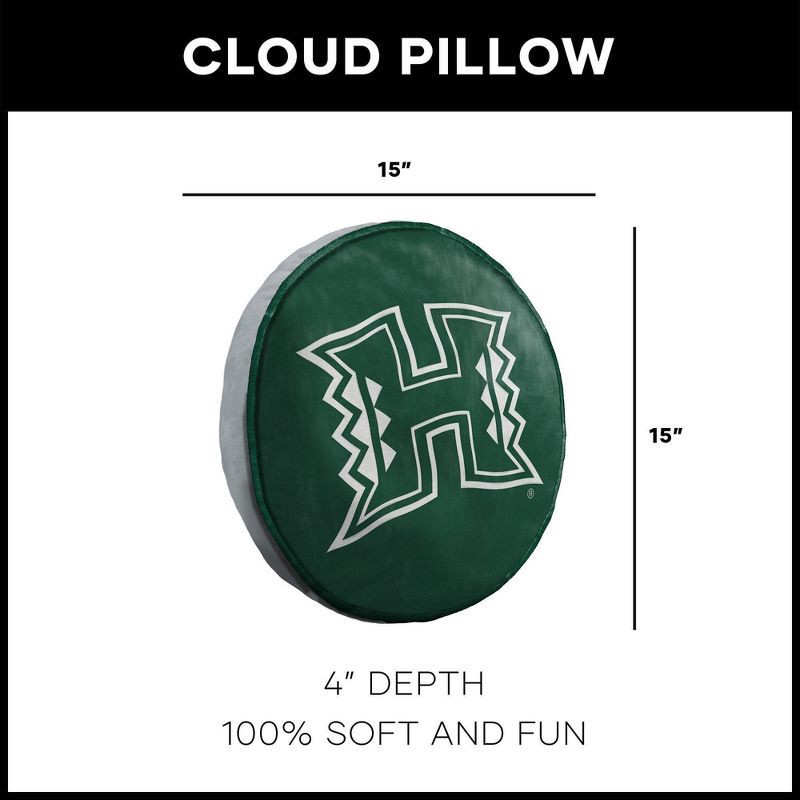 slide 5 of 5, NCAA Hawaii Rainbow Warriors 15" Circular Cloud Pillow, 1 ct