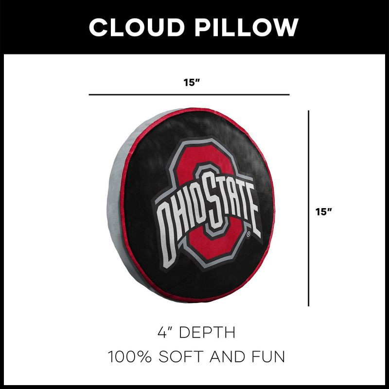 slide 5 of 5, NCAA Ohio State Buckeyes 15" Circular Cloud Pillow, 1 ct