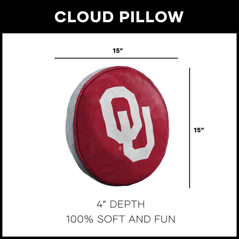 slide 5 of 5, NCAA Oklahoma Sooners 15" Circular Cloud Pillow, 1 ct