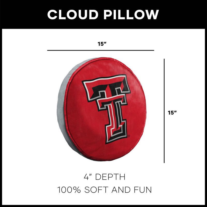 slide 5 of 5, NCAA Texas Tech Red Raiders 15" Circular Cloud Pillow, 1 ct