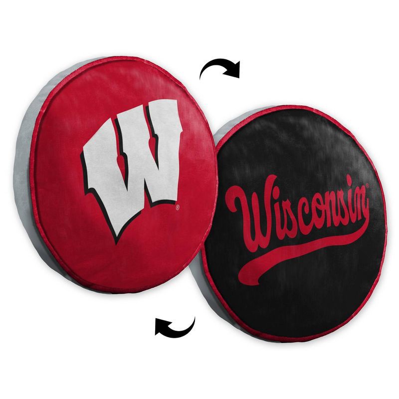 slide 4 of 5, NCAA Wisconsin Badgers 15" Circular Cloud Pillow, 1 ct