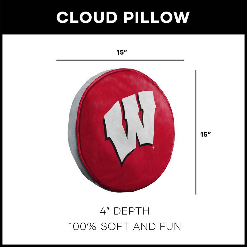 slide 5 of 5, NCAA Wisconsin Badgers 15" Circular Cloud Pillow, 1 ct